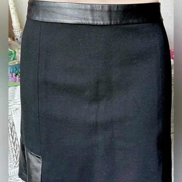 Club Monaco Mini Skirt Lambskin Black Leather Details Flared High Waisted size 2 - Picture 4 of 8